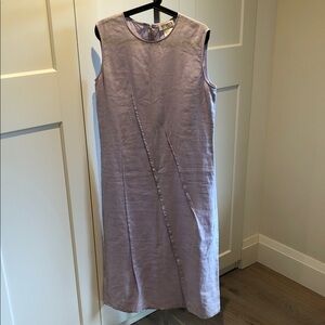 Chic Lavender 100% Linen Sleeveless Midi Dress